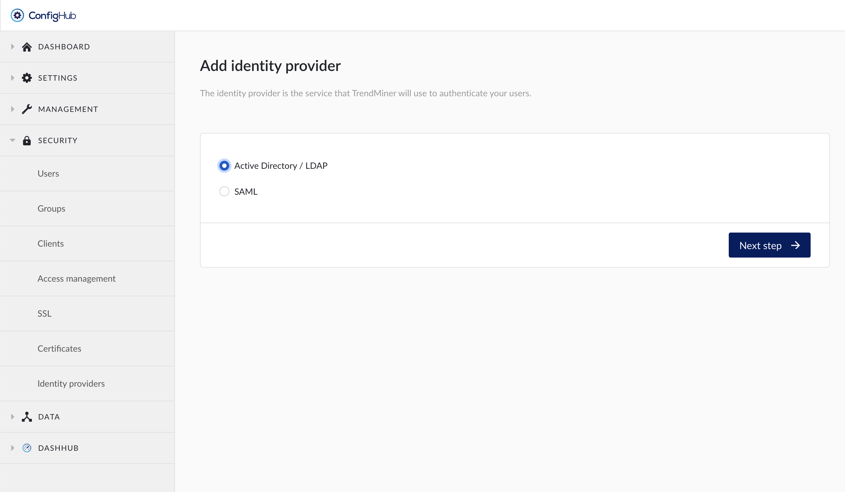 ConfigHub LDAP add