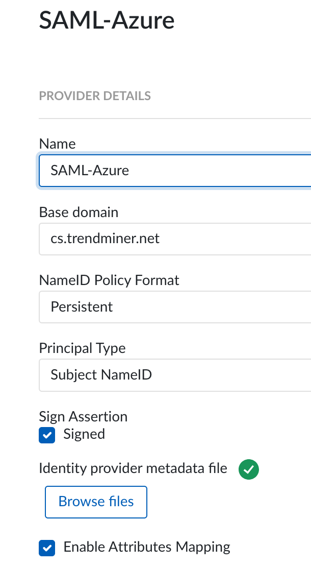 saml provider details