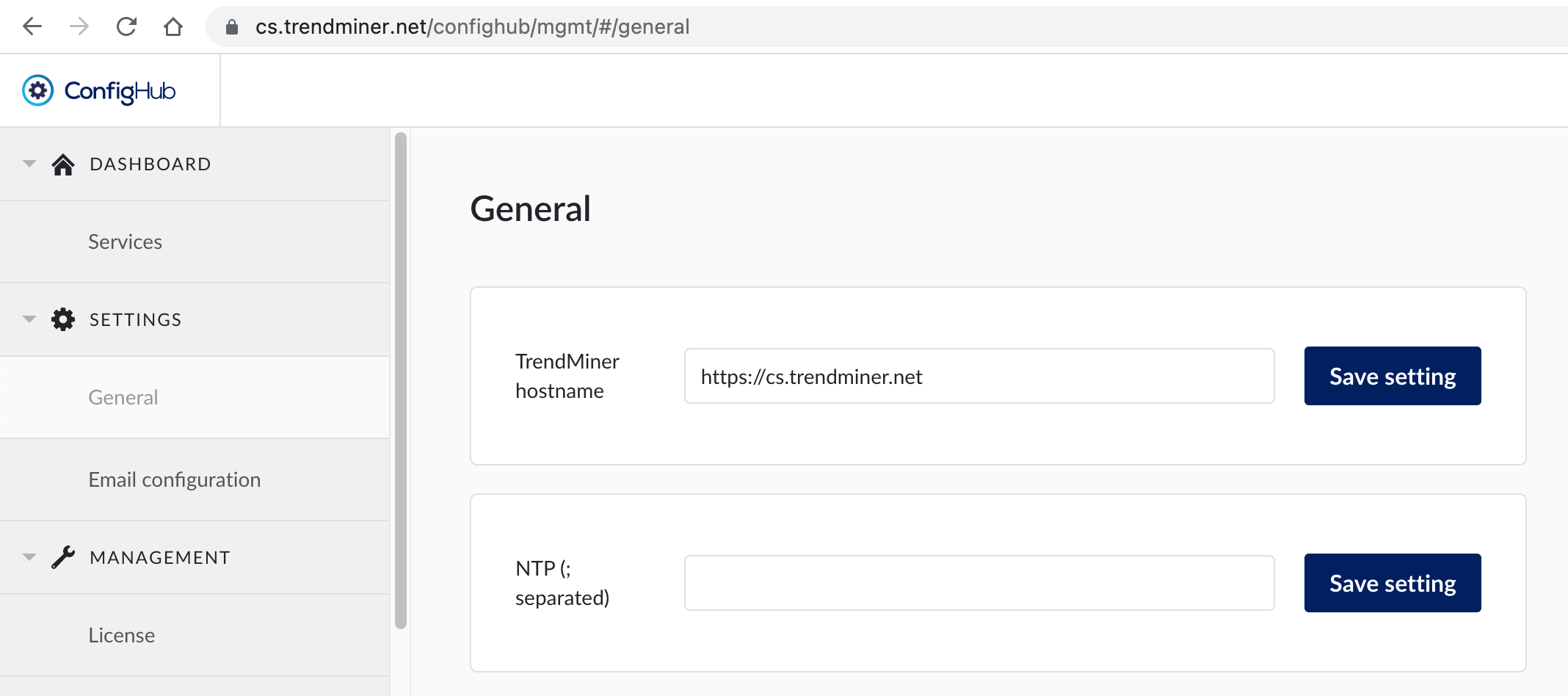 ConfigHub hostname